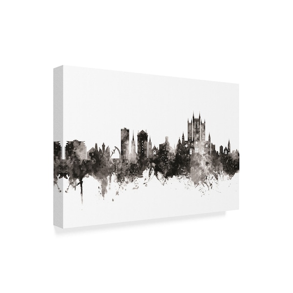 Michael Tompsett 'Lincoln England Skyline Black White' Canvas Art,30x47